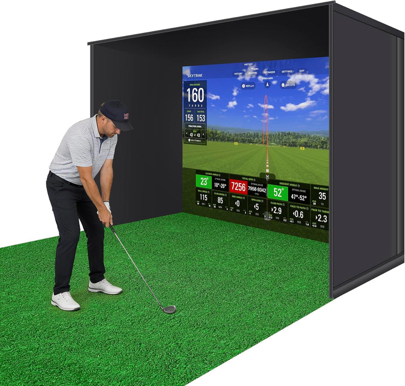 Indoor Golf Simulators Enclosure 10 X 8FT with HD Impact Screen & Durable Aluminum Frame,30 Minutes Quick Setup Golf Simulators Equipment for Home, Backyard & Garage.