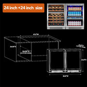 48 In. Triple Zone 46-Wine Bottles and 220-Cans Beverage and Wine Cooler Side-By-Side Refrigerator Frost Free in Black