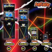 Pac Man Jr Series Free Standing Machine, 3 Games, 8" Liquid Crystal Screen - Arcade Game for Basements, Garages, or Game Rooms