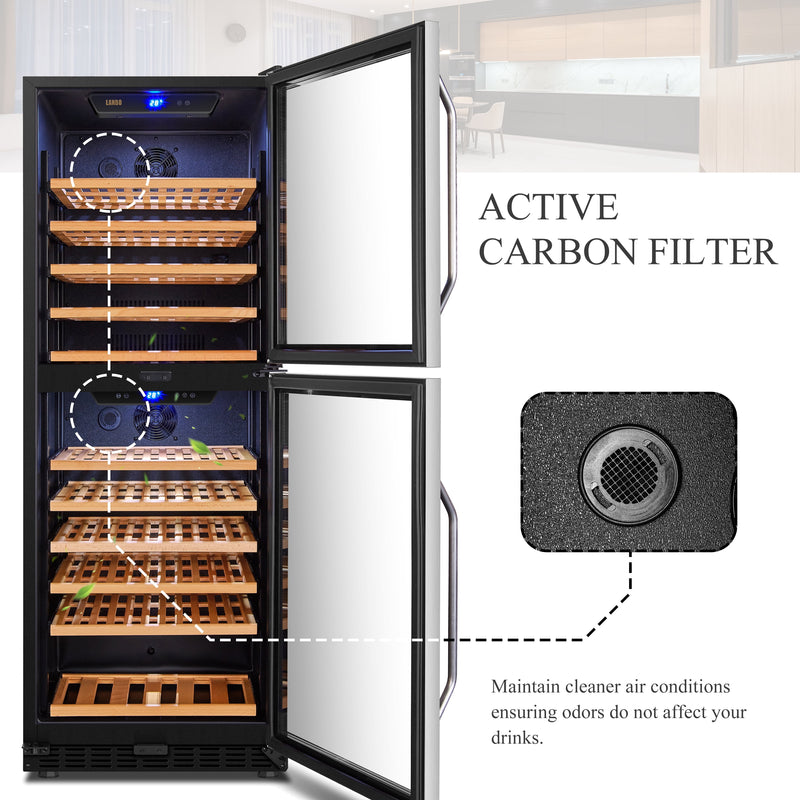 130 Bottle Built-In Dual Zone Wine Refrigerator 24 Inch Width