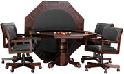3-In1 Combination Game & Dining Table Set with 4 Rocker-Swivel Chairs- (Mahogany Finish)