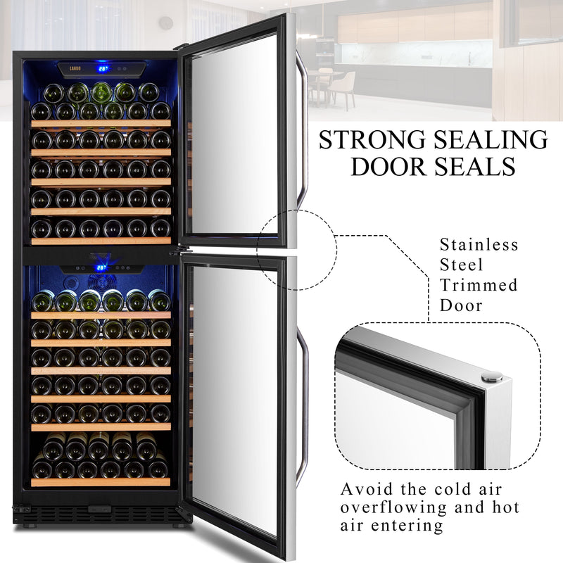 130 Bottle Built-In Dual Zone Wine Refrigerator 24 Inch Width