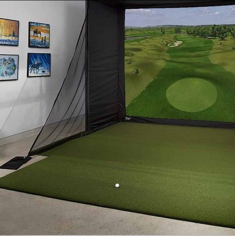 Golf Indoor Simulator Practice Bay with Hitting Green for 9 Ft Ceiling Height