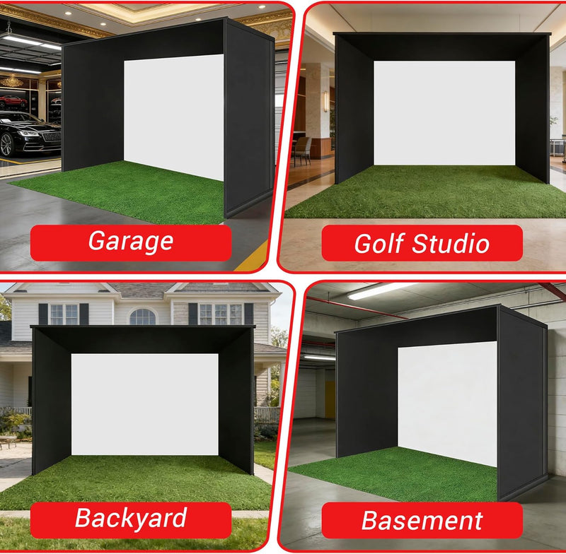 Indoor Golf Simulators Enclosure 10 X 8FT with HD Impact Screen & Durable Aluminum Frame,30 Minutes Quick Setup Golf Simulators Equipment for Home, Backyard & Garage.