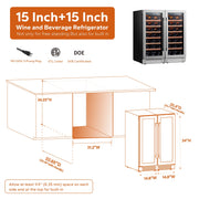 30 Inch Wine Fridge,Built-In or Freestanding Wine Cooler with Digital Temperature Control & Double-Layer Glass Door for Home Office