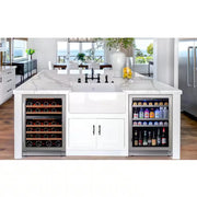 48 In. Triple Zone 46-Wine Bottles and 220-Cans Beverage and Wine Cooler Side-By-Side Refrigerator Frost Free in Black