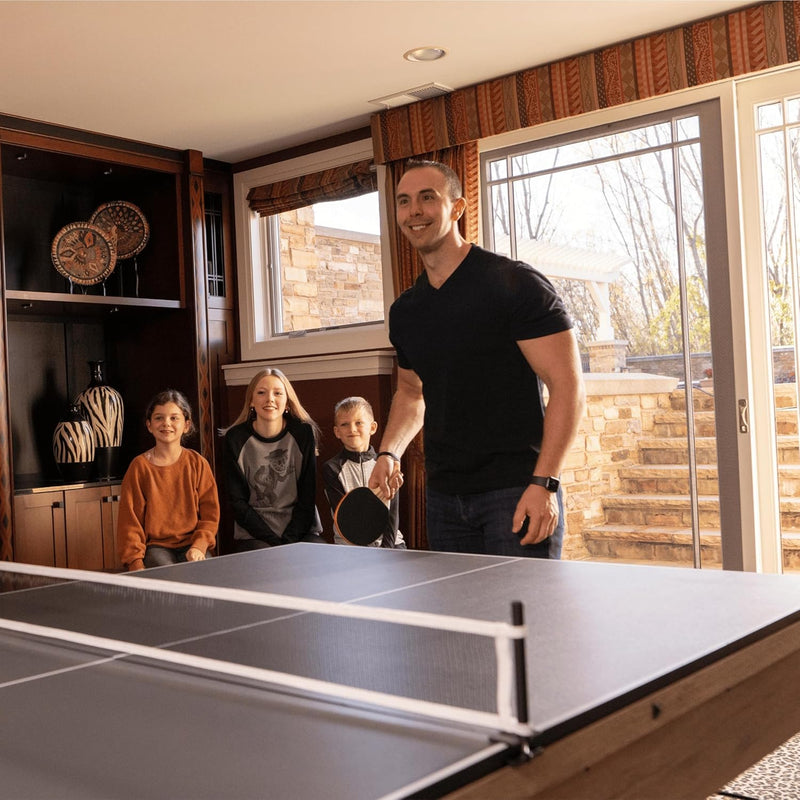 7 FT 3 in 1 Multi Game Pool Table with Dining Top Ping Pong Table Combo, Includes Pool Table Accessories and Tennis Paddles.