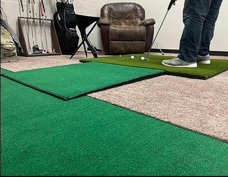 Golf Indoor Simulator Practice Bay with Hitting Green for 9 Ft Ceiling Height
