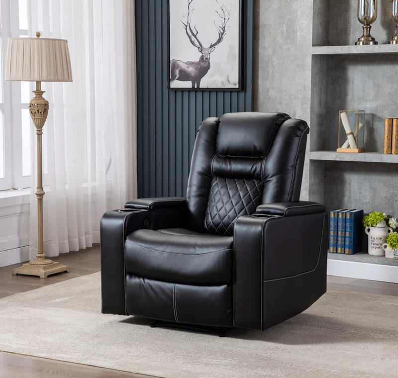 36.22" W Luxury Individual Seat Top Faux Leather Home Theater Seat Recliners Quadruple Seat with USB & Dual Cup Holders & Arm Storage (Set of 4)