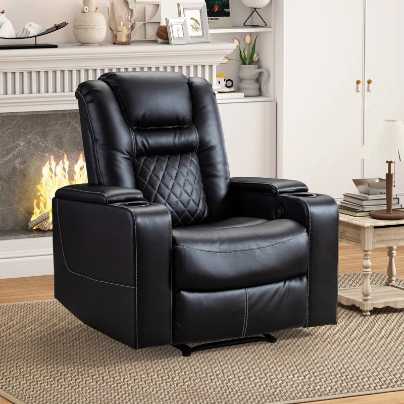 36.22" W Luxury Individual Seat Top Faux Leather Home Theater Seat Recliners Quadruple Seat with USB & Dual Cup Holders & Arm Storage (Set of 4)