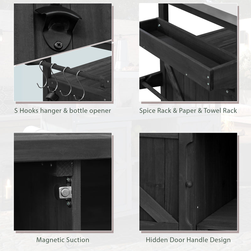 K&K Outdoor Kitchen Island with Rolling Bar Cart and Storage Cabinet