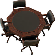 3-In1 Combination Game & Dining Table Set with 4 Rocker-Swivel Chairs- (Mahogany Finish)