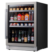 48 In. Triple Zone 46-Wine Bottles and 220-Cans Beverage and Wine Cooler Side-By-Side Refrigerator Frost Free in Black