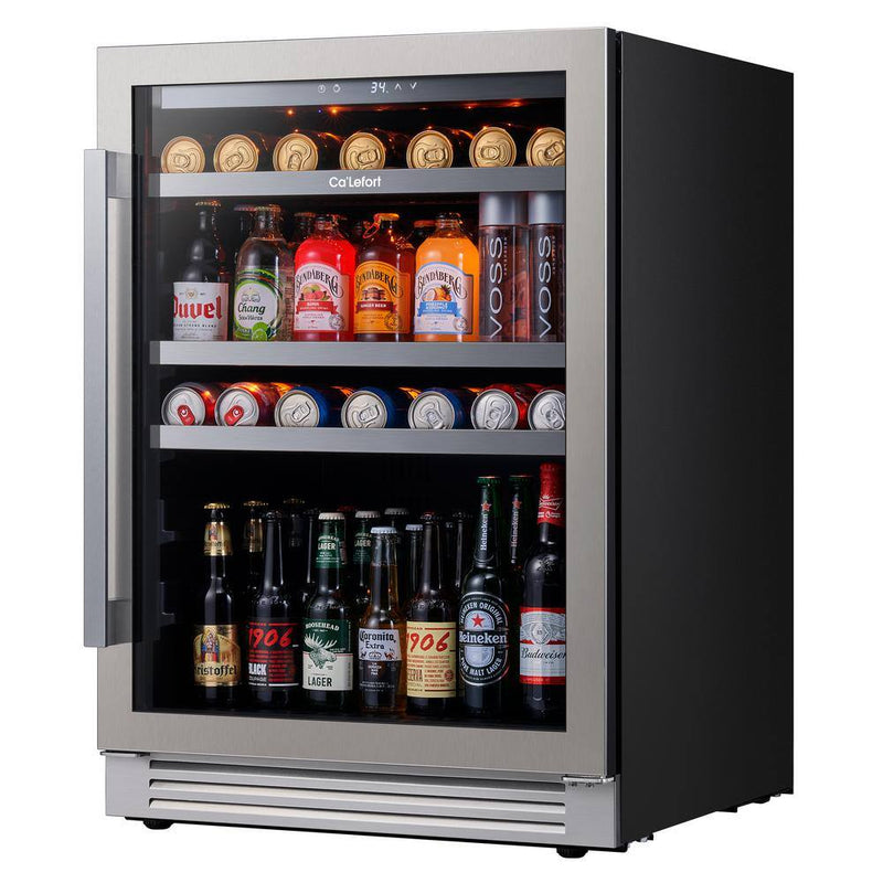 48 In. Triple Zone 46-Wine Bottles and 220-Cans Beverage and Wine Cooler Side-By-Side Refrigerator Frost Free in Black
