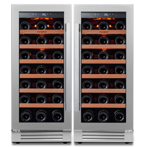 30 Inch Wine Fridge,Built-In or Freestanding Wine Cooler with Digital Temperature Control & Double-Layer Glass Door for Home Office