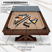 7 FT 3 in 1 Multi Game Pool Table with Dining Top Pool Table Ping Pong Table Combo, Includes Accessories and Tennis Paddles.