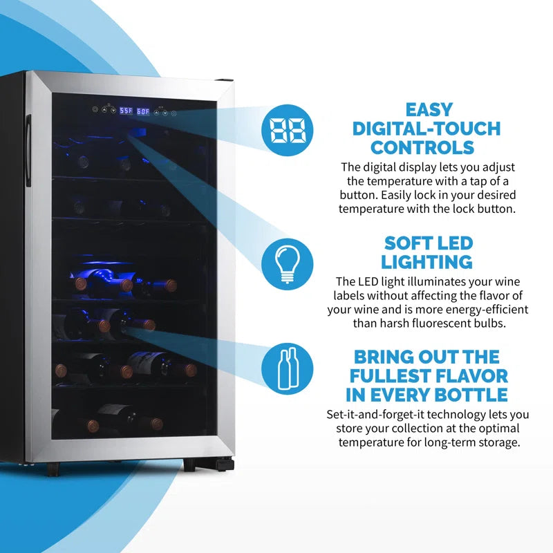 Free Standing Wine Cooler, Stainless Steel