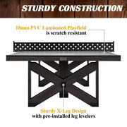 9 Ft. Fremont Indoor Ping Pong Tennis Table, Official Size Furniture Quality with Metal Net and Storage Drawer