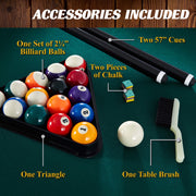 7.25 Ft Winstead Pool Table - Full Size Billiard Table with Complete Accessories Set, Green, by