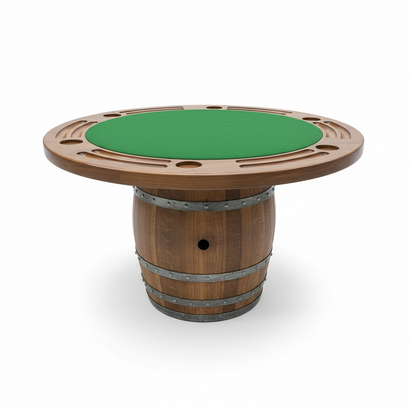 Wine Barrel Poker Set with Removable Dining Top - Game Table & Barrel Chair - Wine Barrel Table for Dining and Poker